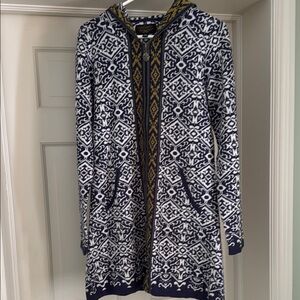 Icelandic Designs Blue and White Geometric Cardigan Sweater